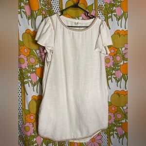 GAP Cream Shift Dress with Ruffle Sleeves